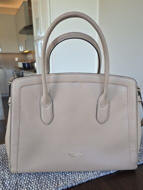Kate Spade Knott Large Pebbled Leather Satchel in Light Taupe
